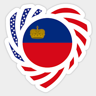 Liechtensteinian American Multinational Patriot Flag Series (Heart) Sticker